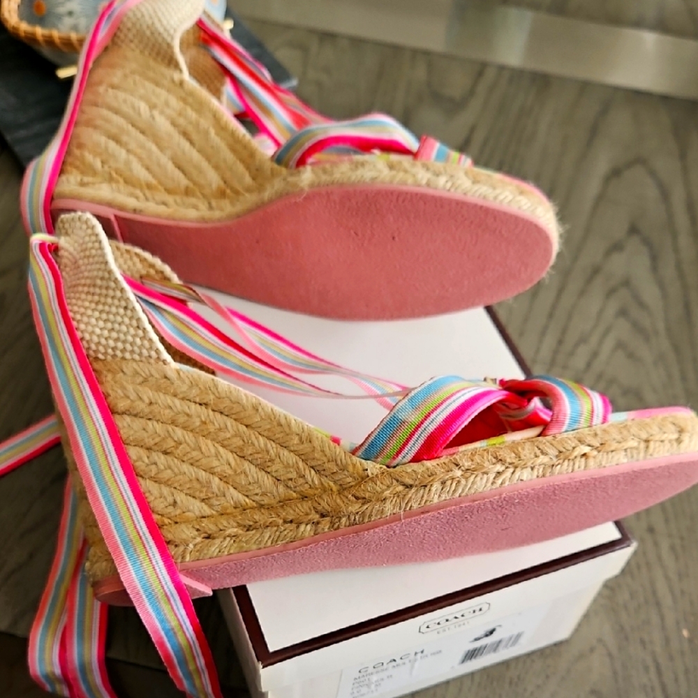 Pink Espadrille Wedges with Ankle Strap
